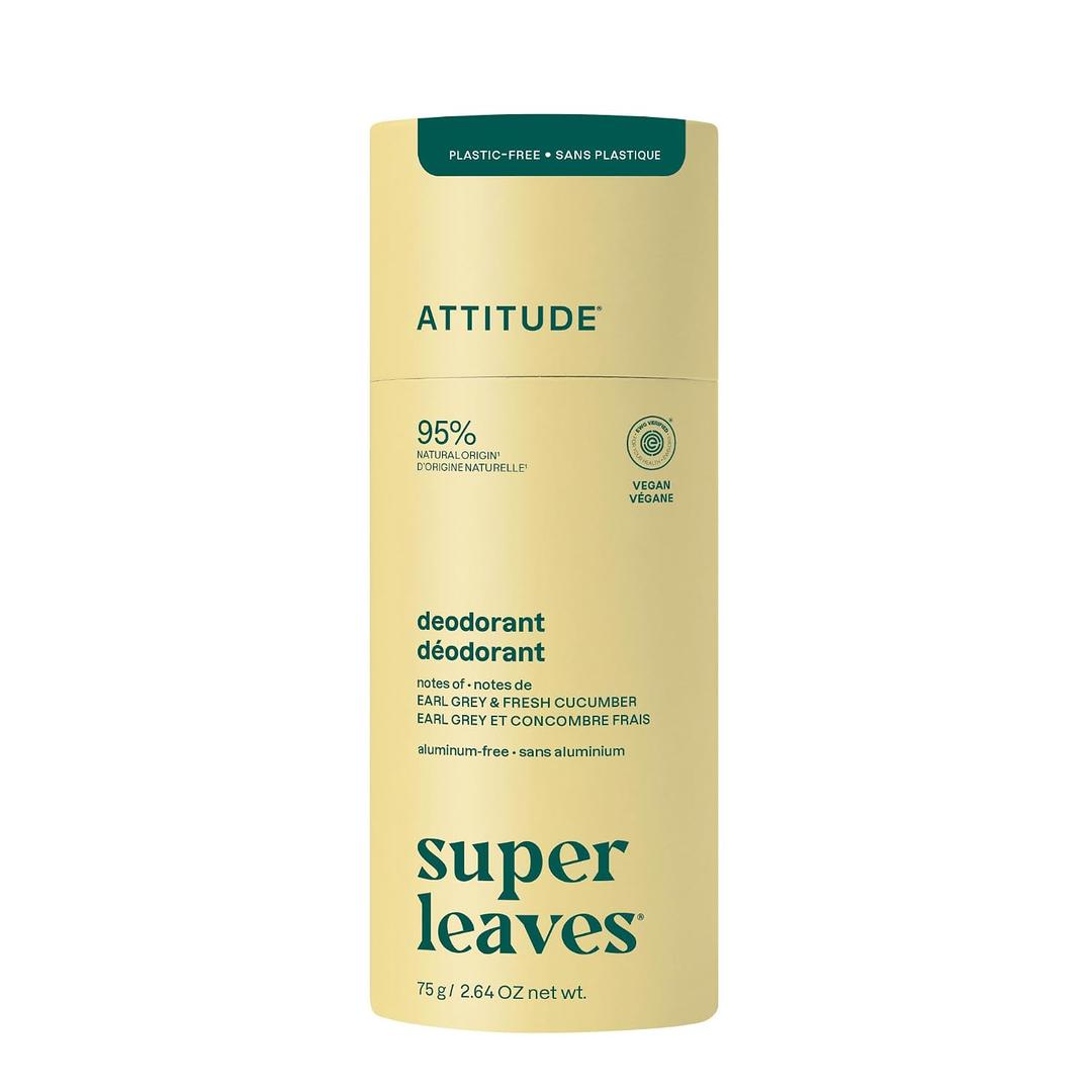 ATTITUDE Plastic-Free Natural Deodorant, Aluminum-Free, Baking Soda Formula, EWG Verified, Vegan, Long-Lasting Odor Protection, 2.64 Oz