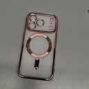 Meifigno Designed for iPhone 17 Pro Case with 2X Privacy Screen Protectors 6.3", [Glitter Card & Wrist Strap] [Compatible with MagSafe] Surround Lens Protection for 17 Pro Phone Case Women, Rose Gold