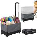 XCBYT Storage Bins with Wheels - Rolling Carts with Wheels for Closet Organizers and Storage Foldable Rolling Cart for Teachers Rolling Crate Collapsible Shopping Cart Black
