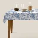 Blue Floral Square Tablecloth 60x120 Inch, Blue and White Chinoiserie Flower Toile Table Cloth Square Polyester Stain Resistance Blue Table Cover Decorations for Party Picnic Kitchen Decor