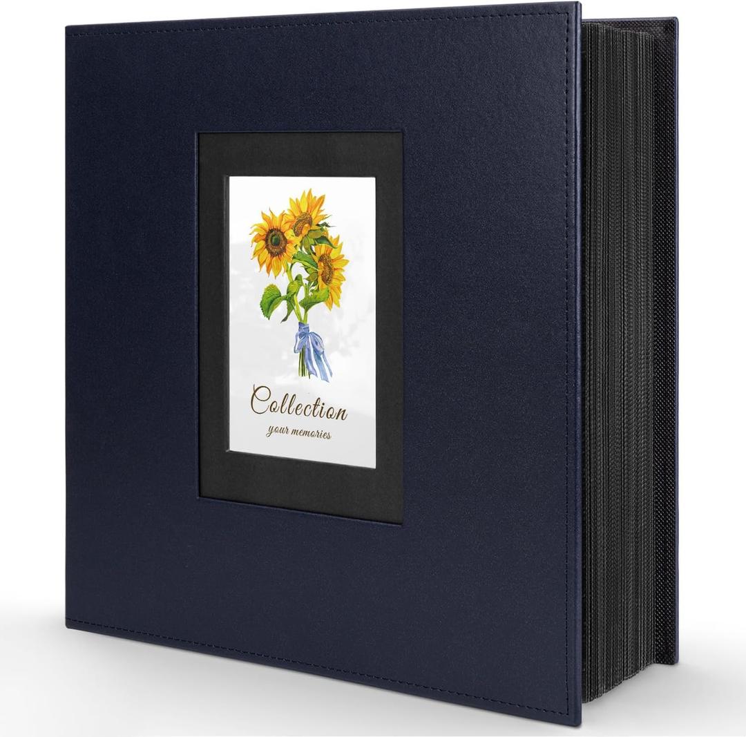Photo Album 4x6 600 Photos, Leather Cover Extra Large Capacity Holds 600 Horizontal and Vertical 4x6 Pictures Record Valentine's Day Christmas Holiday Commemorative Gift(Blue, 600 Pockets)