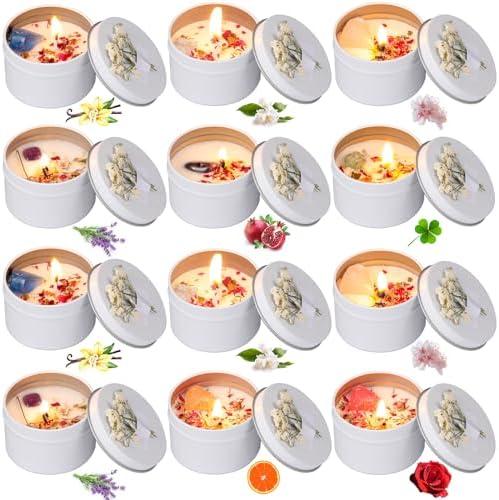 Threlaco 12 Pcs Bridesmaid Gift Scented Candles Bridesmaid Proposal Candle Soy Wax Flower Candles Sets for Women Gift Maid of Honor Wedding Bridal Shower Favors for Guests(Elegant Color)