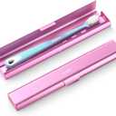 Aluminum Toothbrush Travel Case, Portable Travel Toothbrush Holder, Durable Manual Toothbrush Box Container for Traveling, Bathroom, Camping, Business Trip-Pink (1 Pack (Standard))