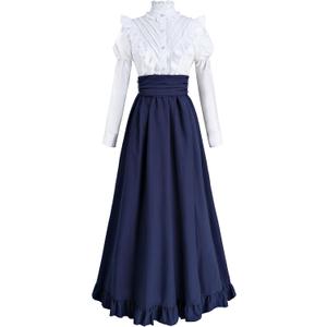 CR ROLECOS Victorian Dress Edwardian Renaissance Costume Women Medieval Vintage (XX-Large, Navy)