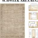 Schweek 8x10 Washable Area Rugs Khaki Vintage Carpet Non Slip for Bedroom