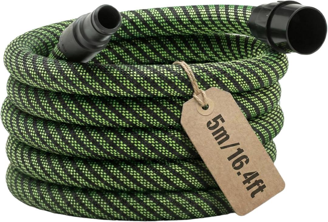 Dust Extractor Hose D27/32 x 5M (16.4 Ft), Compatible with Festool CT 15/25/26/36/48, CT MINI/MIDI Dust Extractors (2019+), Heavy-Duty Vacuum Hose with Reinforced Woven Sleeve, Green
