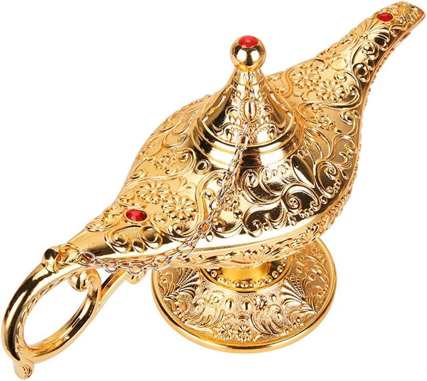 Vintage Aladdin Magic Genie Lamp Light for Home Party Wedding Table Decoration & Gift,Classic Zinc Alloy Arabian Lamp Jewelry BoxGold