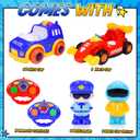 2 x Remote Control Car Toys for Kids: 2 Pack Police & Race RC Cars for 3 4 5 6 7 8 Year Old Boys Cartoon Cars Toy with LED Light & Music Birthday Gifts for Toddlers Ages 3-5