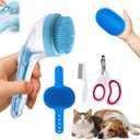 2 x 4 in 1 Dog Cat Pet Bath Brush Kits with Comb, Pets Hair Removal Clipper Massage Tool, Pets Bath Brush Shampoo Scrubber Kits, Grooming Massage for Long and Short Hair, Pet Bath Supplies.