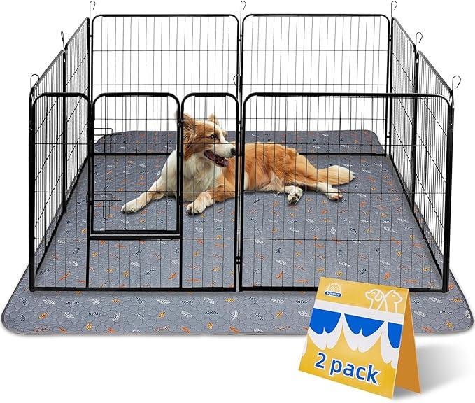 Sunheir 2Pack Extra Large Reusable Dog Mat for Floor, Dog Playpen, NonSlip Waterproof Pee Pads, Super Absorbent Washable Pee Pads for Dogs, Pet Whelping Pads, Crate, Potty Training  36" x 48"