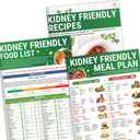 HAMIEW Set 3 Kidney Friendly Food List Chart, Renal Diet Disease Meal Plan, Kidney Recipes Support, Hyperoxaluria, Oxalate Level, Low Sodium Potassium Phosphorus for CKD Dialysis, Manage Hypertension