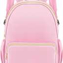 Cunno 1 Piece Nylon Backpack Kids School Backpack for Toddler Girls Boys Plain Waterproof Preppy Bookbags Travel for Student (Pink)
