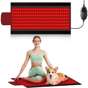 Red Light Therapy Mat, 2in1 LEDs (660nm& 850nm) Red Light Therapy Blanket, Premium Material, Adjustable Timer & Intensity (210 LEDs) 15 x 33.4