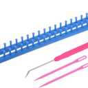 PATIKIL 62 Hooks 58cm Knitting Loom Machines Kit, Plastic Darning Weave Tool with Accessories for Scarf Sweater Shawl Blankets Mending Weaving Stitching, Blue