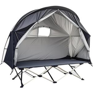 Dual-Use Compact Camping Cot Tent, Stable & Lightweight Design, Versatile Setup for Solo Adventures, Without Bed (Black)