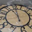 Large Wall Clock for Living Room Decor, Non Ticking Silent, Battery Operated Modern Vintage Wood Oversized Decorative Wall Clock for Bedroom Kitchen Farmhouse Office Decor (32inch, Antique Bronze Metal - Arabic Numerals)