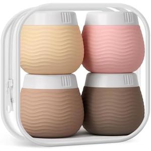 Yinke Travel Containers for Toiletries, Silicone Cream Jars, TSA Approved Travel Size Containers, Leak-proof Travel Essentials/Accessories with Lid for Cosmetic Face Body Cream(4 Pack)