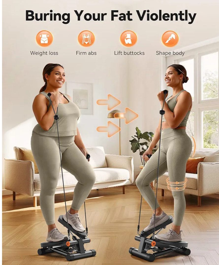 Niceday Steppers for Exercise, Mini Stair Stepper with Resistance Bands at Home Workout Equipment with 300LBS Loading Capacity, Hydraulic Fitness Stepper with LCD Monitor