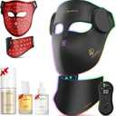 Red Light for Face and Neck, 7 Colors Facial Skin Care Tool for Home Use (Black)