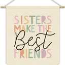 Girls Room Wall Art Decor,Cute Toddler Girl Room Pink Nursery Bedroom Playroom Canvas Banner Decorations,Sisters Make The Best Friends Wall Hanging Pennant Flag Banner for Teen Little Girls