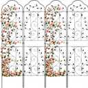 hogardeck 4 Packs 84 * 19 inch Metal Garden Trellis for Climbing Plants Outdoor,Heavy Duty,Black Coating Rustproof Trellis for Rose, Vegetable, Flowers, Expandable,Perfect for Training Climbing Plants