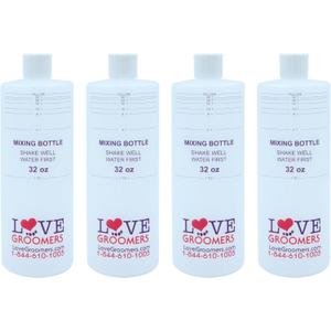 Groomer ESSENTALS 32oz Dilution Bottles - Set of 4 - Professional Dog Grooming Mixing Bottles for Shampoo, Conditioner, and Solutions