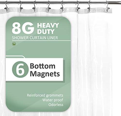 Barossa Design Extra-Long Shower Curtain with 84 inches Height (72x84),PEVA - Waterproof,Eco-Friendly, Non-Toxic, Odorless, PVC Free, Metal Grommets (Clear)