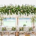 Wisteria Garland Artificial Flowers 2PCS 5.91FT/Peice Fake Wisteria Vines White Artificial Wisteria Rattan Silk Hanging Flowers for Wedding Arch Decorations Ceremony Garden Floral Decor