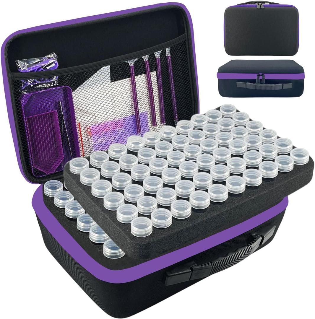 Diamond Painting Storage Containers, 120 Slots Diamond Art Accessories and Tools Kits Storage Box(Black) (Large(120 Jars))