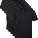 Gildan Men's V-Neck T-Shirts, Multipack, Style G1103 (Large, Black (6-pack))
