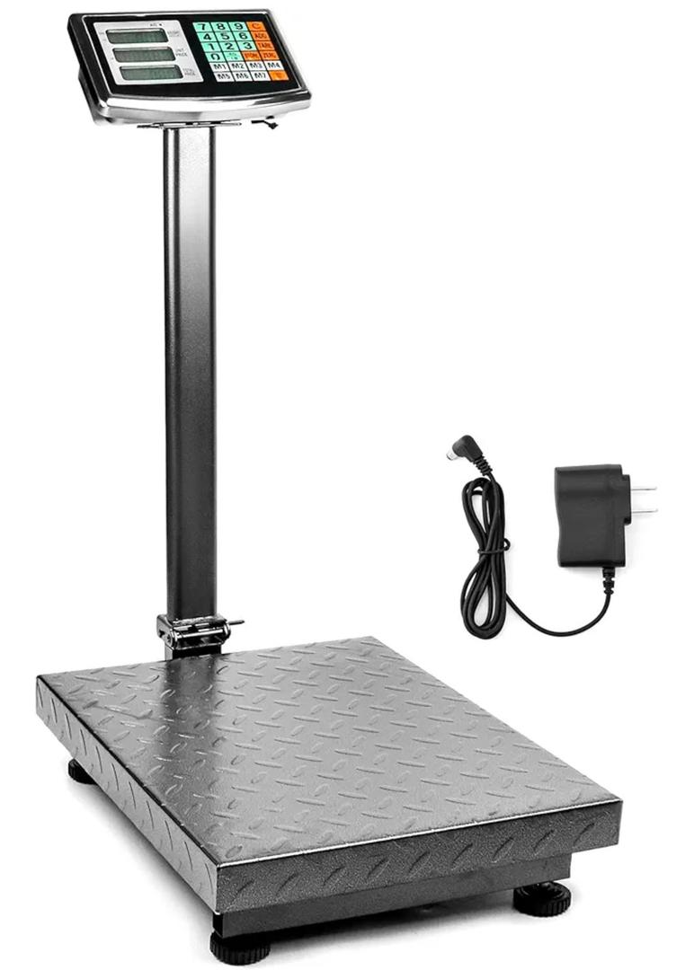 QWORK Foldable 600LB Weight Computing Postal Scale, Floor Platform Digital Scale, Accurate Warehouse Large Shipping Mailing LB/KG Calculator