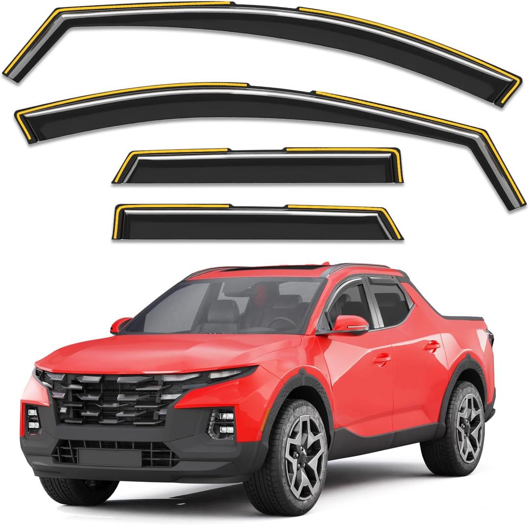 in-Channel Window Rain Guards Fit for Hyundai Santa Cruz 2022 2023 2024 2025 2026, Extra Durable Window Visors Window Deflectors Vent Visors Vent Shades Car Accessories-4 pcs