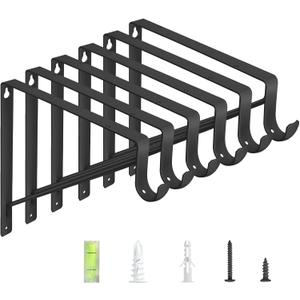 6-Pack Closet Rod Bracket, 10.8x10.8Inch Closet Shelf Brackets Heavy Duty Wall Mounted, Matte Black Steel Closet Rod Support Brackets Holder, 300 Lbs Load Capacity with Anchors Screws