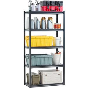 VEVOR Storage Shelves, 2000 lbs, 5 Tier Garage Storage Shelving, 18" D x 36" W x 72" H Adjustable Metal Shelves for Garage Shelves Utility Rack Shelf, Ideal for Kitchen, Warehouse, Basement, Black