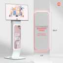 Brandable Kiosk Floor Stand for Displays with Custom Branding Panel & LED Lights VESA 75x75 100x100 Monitor TV Tablet Displays Lockable Secure (ADD-VFSKLED)
