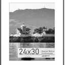 Premium Aluminum Picture Frame, 24x30 with Mat for 18x24, HD Tempered Glass, Metal Photo Frame for Wall Display, Wall Hook Included (Black) (24''x30''-1P Real Glass, Black)