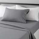 Amazon Basics Lightweight Super Soft Easy Care Wrinkle Free Microfiber 3 Piece Bed Sheet Set with 14-Inch Deep Pockets, Twin, Dark Gray, Solid, Kids, Men & Women Bedding
