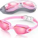 Aegend Swim Goggles, Swimming Goggles No Leaking Full Protection Adult Men Women Youth (Light Pink)