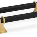 5 Inch 10 Pack Cabinet Handles Black and Gold Cabinet Pulls for Kitchen Handware, Black & Gold Rustic Square Drawer Pulls for Desk Dresser Cupboard (5in Hole Centers)