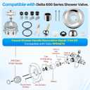 Shower Handle Renovation Repair Trim Kit Compatible with Delta RP54870, Single Function Tub Trim Kit Compatible with Delta 600 Series Shower Valve, Acrylic Handle(Chrome)