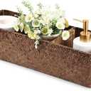 Seagrass Shelf Basket with Dividers, Rectangular Woven Storage Baskets for Organizing, Decorative Wicker Narrow Basket Tray with 3 Sections for Shelves, Toilet Tank, Bathroom Counter (17.2L x 5.9W x 4.3H, Coffee)