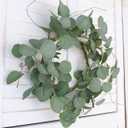 Idyllic Eucalyptus Leaves Wreath Metal Polyester Green Wreath 14 Inches for The Front Door Dcor, 1 Pack