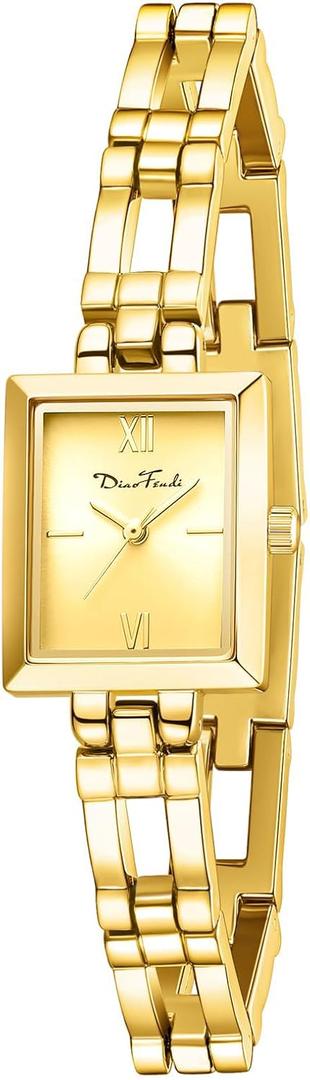 Diaofendi Small Gold Watches for Women Vintage Ladies Quartz Wrist Watches Stainless Steel Band Womens Gold Watch Luxury Bracelet Tools Included