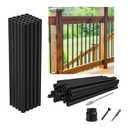 26"-50Pack Aluminum Deck Balusters Hollow Round Deck Railing Spindles Matte Coated Black for Wood and Composite Deck Indoor Outdoor