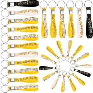 30 Pcs Inspirational Duck Keychains Bulk Silicone Rubber Duck Keychain Motivational Key Chains End of School Gift for Women Student Birthday Party Decorations