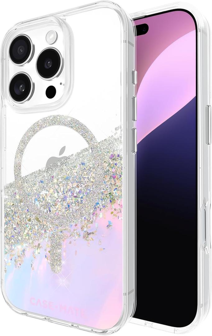 Case-Mate iPhone 16 Pro Case [Compatible with MagSafe] - Sparkly Holographic Phone Case with 12ft Drop Protection - Premium Magnetic Cover for iPhone 16 Pro - Karat Iridescent (iPhone 16 Pro, Karat Iridescent)