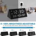 Kogonee Wooden Digital Alarm Clock, 0-100% Dimmer, 2 Alarm Settings, Weekday/Everyday Mode, 9 Mins Snooze, 12/24H, Temperature and Date Display for Office, Travel, Bedroom Alarm Clock (Black)