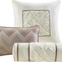 Madison Park Laurel Cozy Comforter Set - Traditional Tufted Faux Silk Design, All Season Down Alternative Bedding with Matching Shams, Decorative Pillow, Taupe Queen(90"x90") 7 Piece