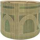 Rustic lamp Shade Bamboo with Decorative Green Geometric Figure Drum lamp shade for table lamps and floor lamps Ideal for Living Room Bedroom Groovy Easy Assemble Size 11.8 * 9.05Inch (Art Deco A)