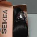 SEIKEA Cheer Ponytail Hair Piece, 100% Super Protein Fiber Straight Cheerleader Hairpiece Lightweight Silky Smooth Fluffy 18" Ponytail Extension for Cheerleader Competition, Dance Natural Black